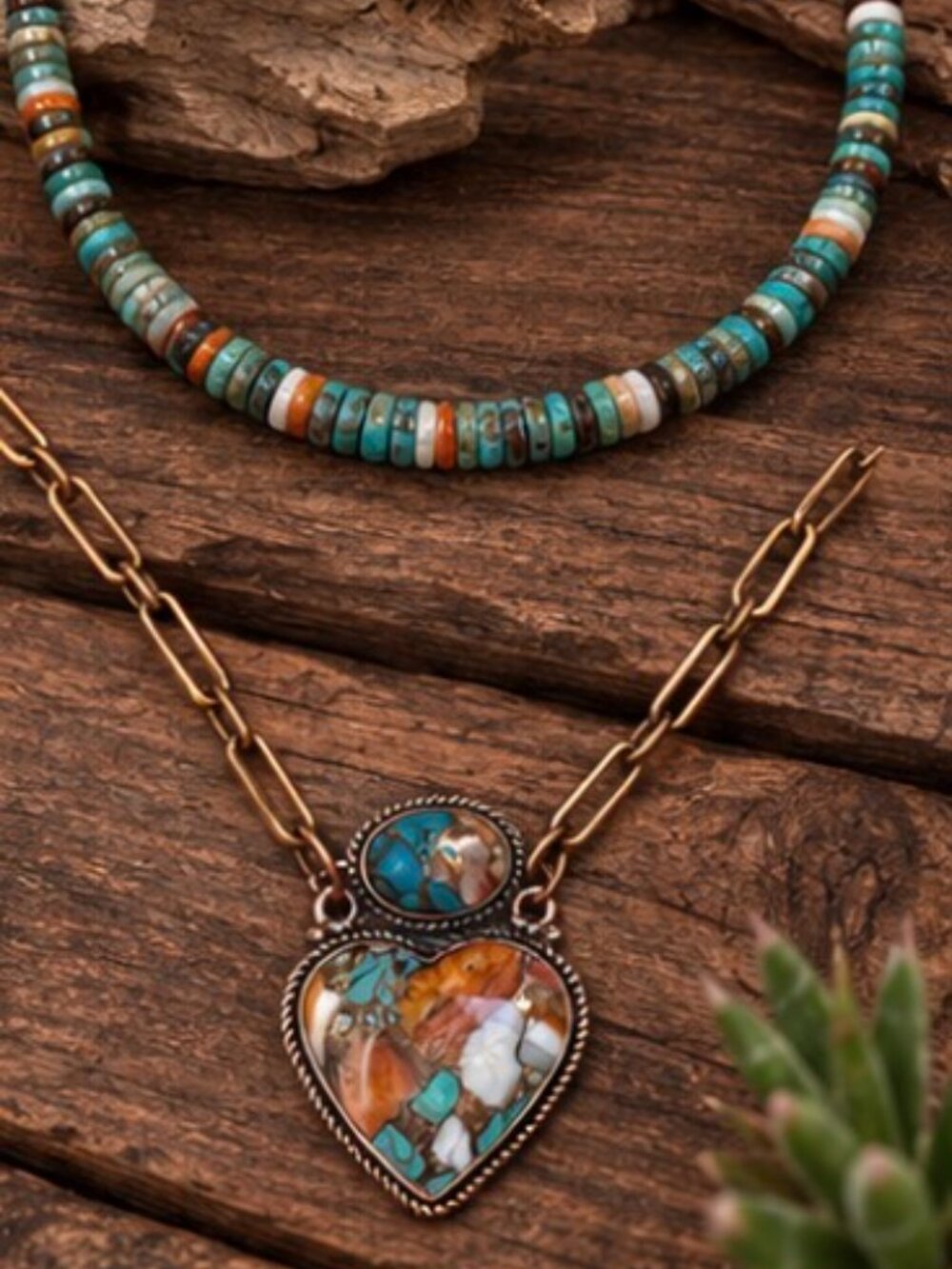 Copied - Spiny Turquoise Heishi Necklace 16”,.